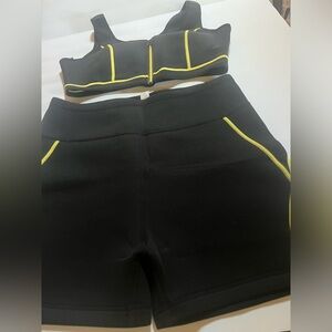 Woman’s 2 piece diving suit/scuba suit black with yellow trim XL